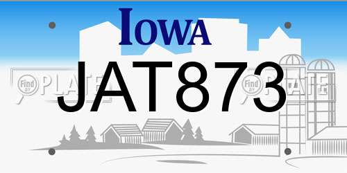 JAT873 Iowa License Plate