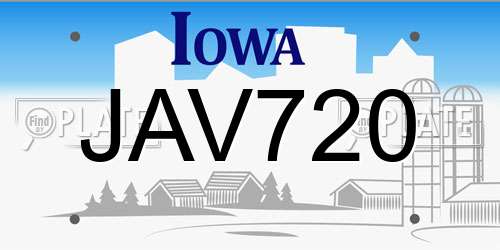 JAV720 Iowa License Plate