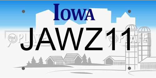 JAWZ11 Iowa License Plate