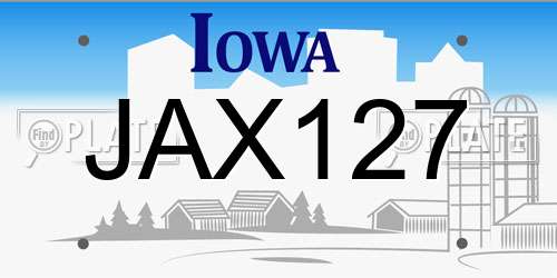JAX127 Iowa License Plate