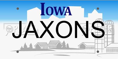 JAXONS Iowa License Plate