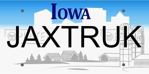 JAXTRUK Iowa License Plate