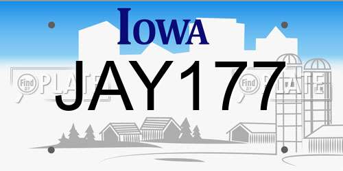 JAY177 Iowa License Plate