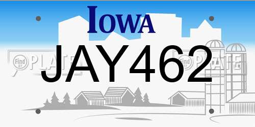 JAY462 Iowa License Plate