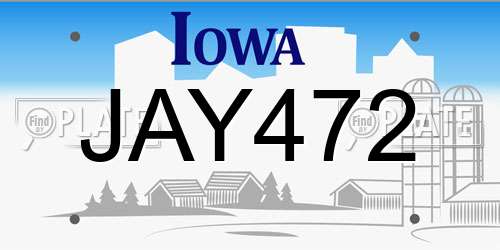 JAY472 Iowa License Plate