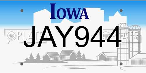 JAY944 Iowa License Plate