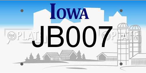JB007 Iowa License Plate