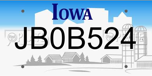 JB0B524 Iowa License Plate