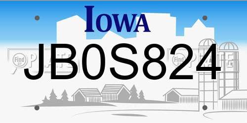 JB0S824 Iowa License Plate