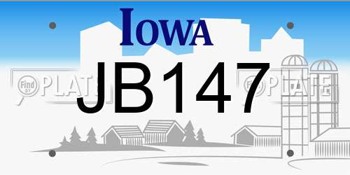JB147 Iowa License Plate