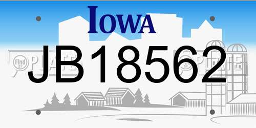 JB18562 Iowa License Plate
