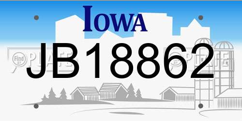 JB18862 Iowa License Plate