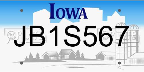 JB1S567 Iowa License Plate