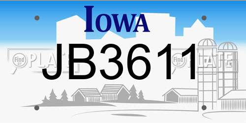 JB3611 Iowa License Plate