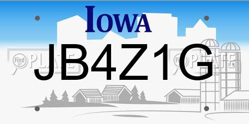 JB4Z1G Iowa License Plate