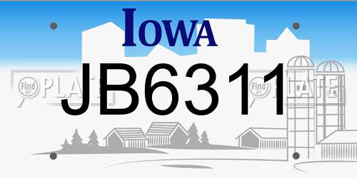 JB6311 Iowa License Plate