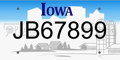 JB67899 Iowa License Plate