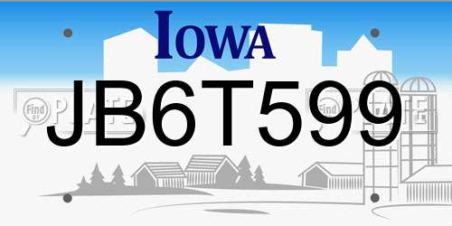 JB6T599 Iowa License Plate