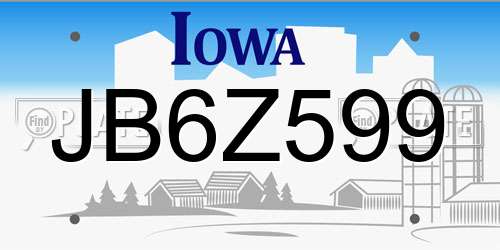 JB6Z599 Iowa License Plate