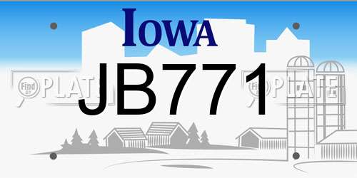 JB771 Iowa License Plate