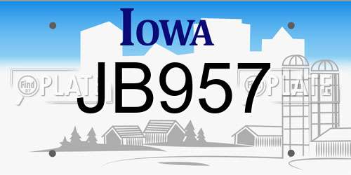 JB957 Iowa License Plate