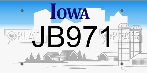 JB971 Iowa License Plate