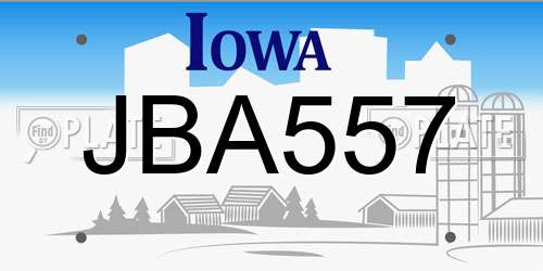 JBA557 Iowa License Plate