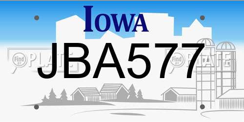 JBA577 Iowa License Plate