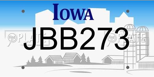 JBB273 Iowa License Plate