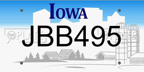 JBB495 Iowa License Plate