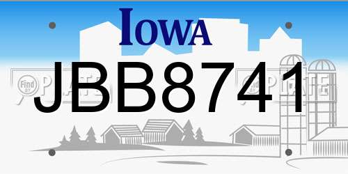 JBB8741 Iowa License Plate