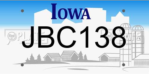 JBC138 Iowa License Plate