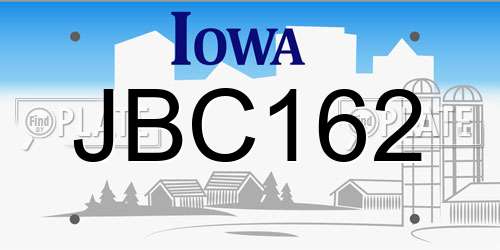 JBC162 Iowa License Plate