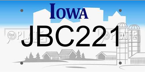 JBC221 Iowa License Plate
