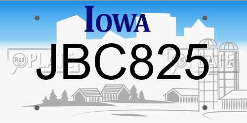 JBC825 Iowa License Plate