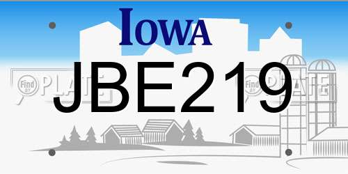 JBE219 Iowa License Plate