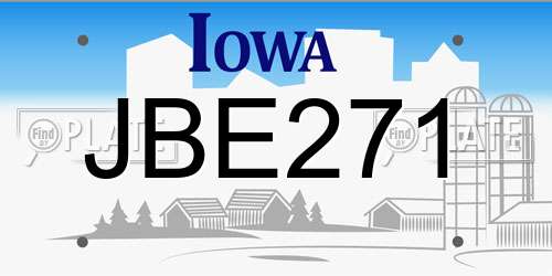 JBE271 Iowa License Plate