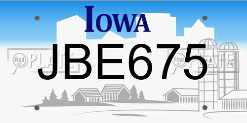 JBE675 Iowa License Plate
