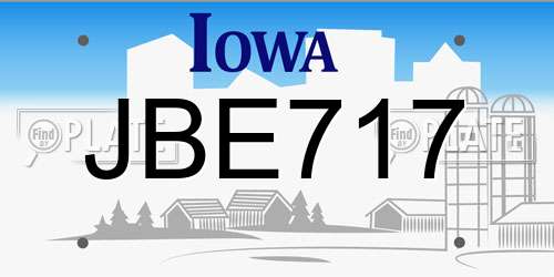 JBE717 Iowa License Plate