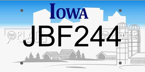 JBF244 Iowa License Plate