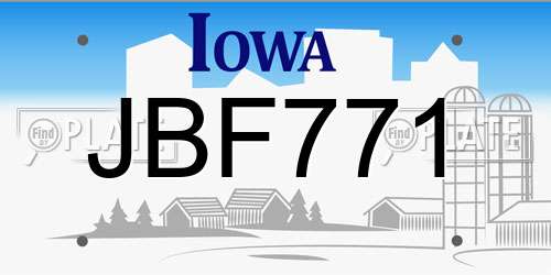 JBF771 Iowa License Plate