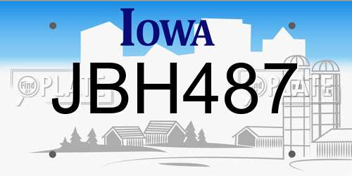 JBH487 Iowa License Plate