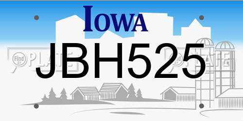 JBH525 Iowa License Plate