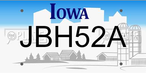 JBH52A Iowa License Plate