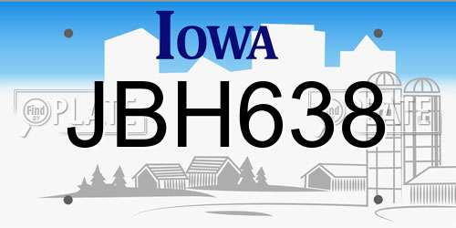 JBH638 Iowa License Plate