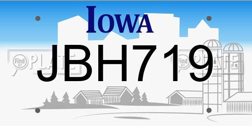 JBH719 Iowa License Plate