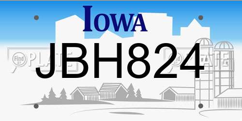 JBH824 Iowa License Plate