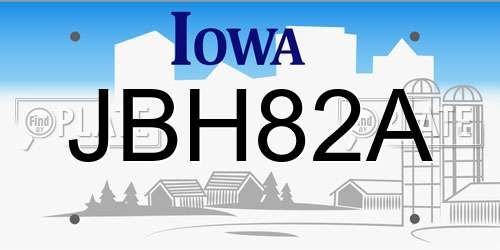 JBH82A Iowa License Plate