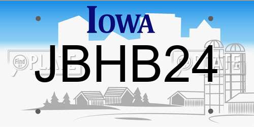 JBHB24 Iowa License Plate