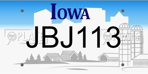 JBJ113 Iowa License Plate